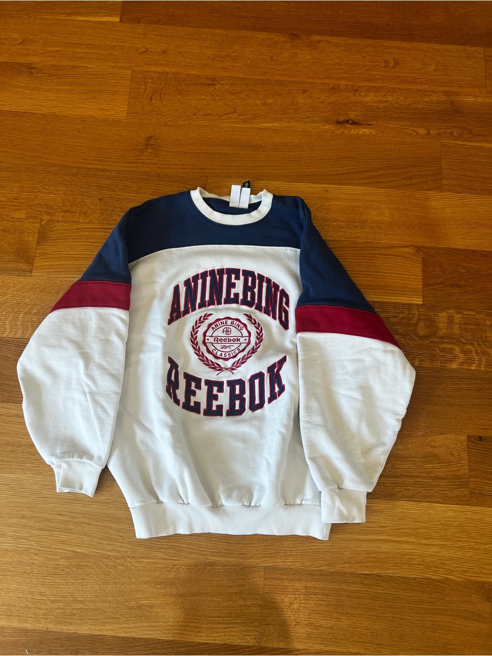 Anine Bing + Reebok Colorblock Crewneck Sweatshirt - White/Navy/Maroon